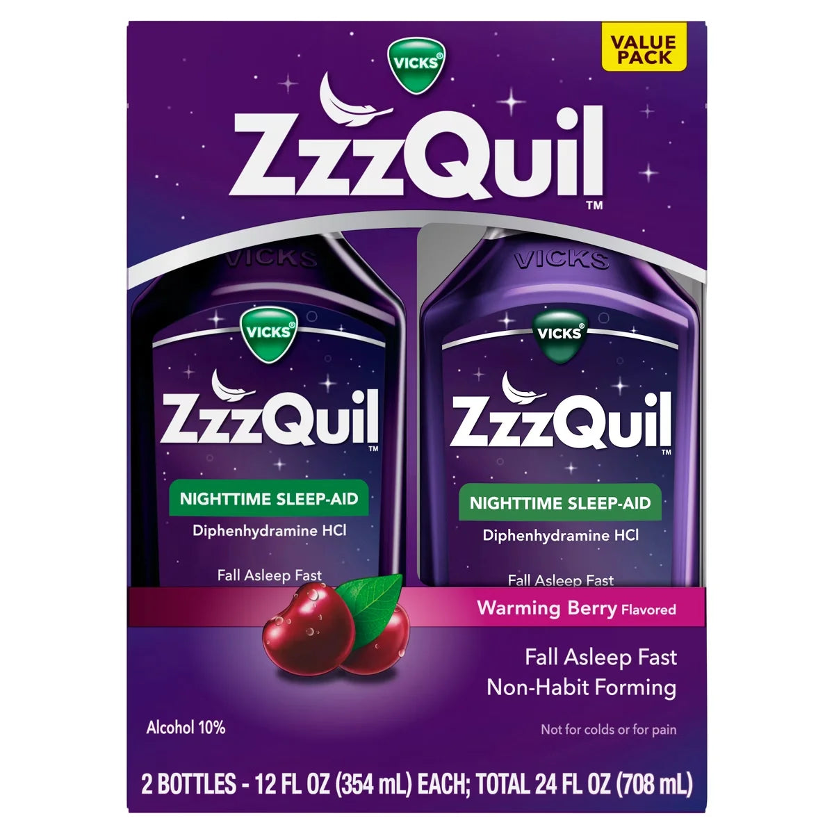 ZzzQuil Nighttime Sleep-Aid Liquid - Berry - 24 fl oz: 2-Pack