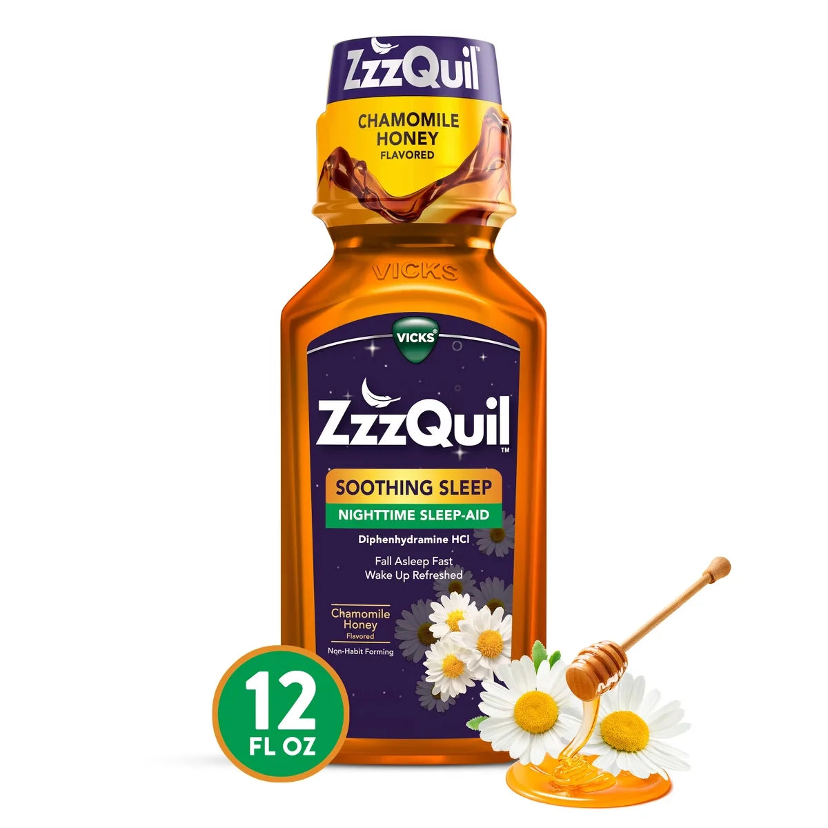 ZzzQuil Soothing Sleep Chamomile Honey - Diphenhydramine - 12 fl oz
